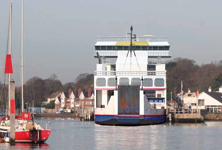 Ferry at the Terminal, view up River.